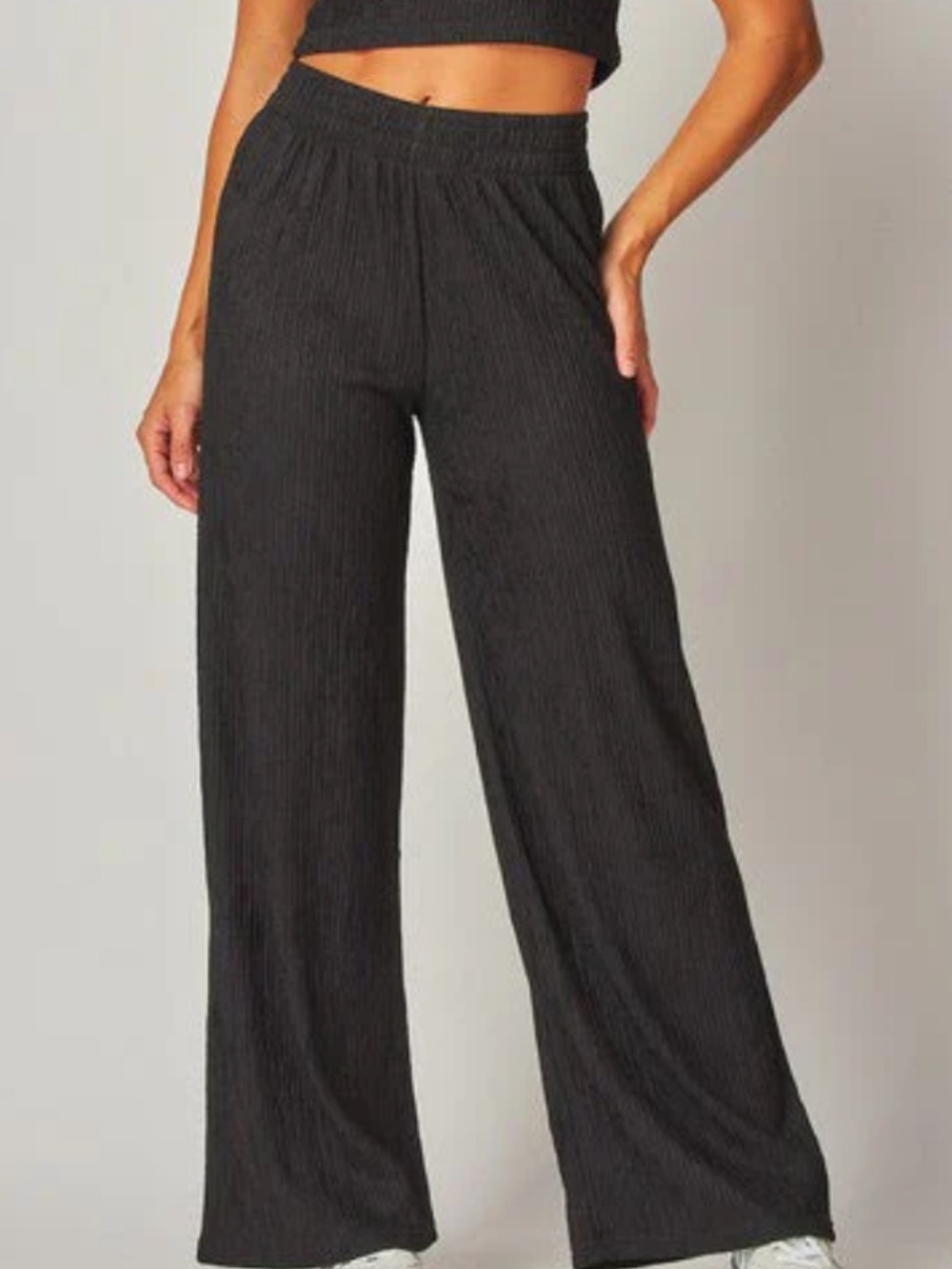 50%off w❤️ Love Poem black crinkle wide leg pants L 59